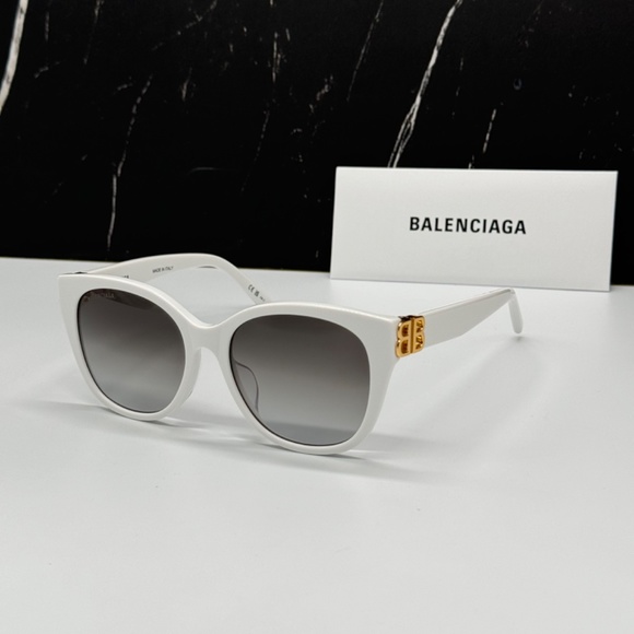 NEW BB0103SA 006 BALENCIAGA WHITE GREY WOMEN BALENCIAGA SUNGLASSES - Picture 2 of 11